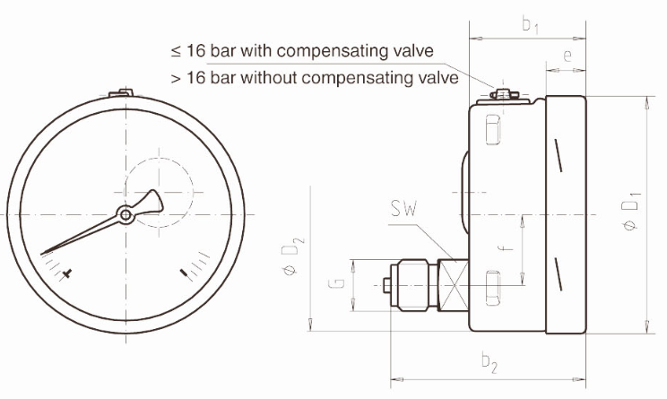 100mm Full Stainless Steel Back Mount Pressure Gauge